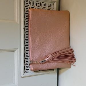 Women's Merona bronze detachable tassel bronze clutch makeup bag